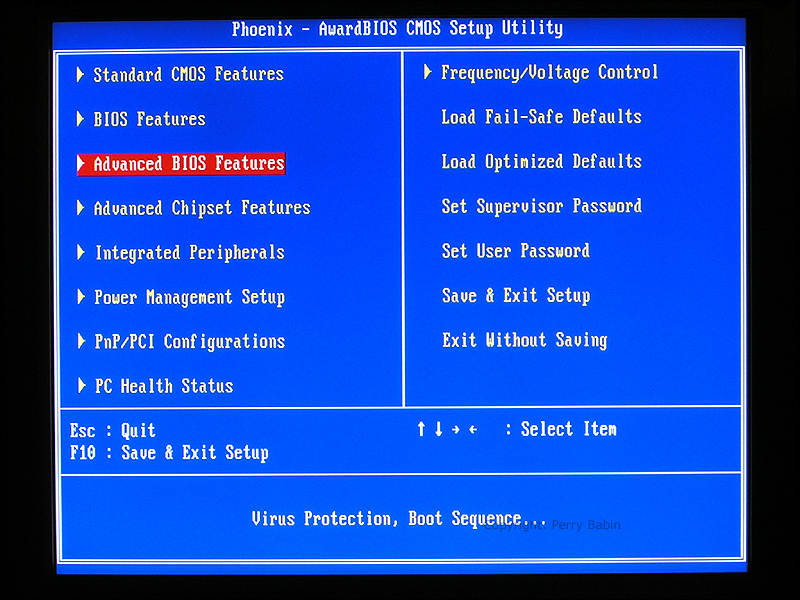 Phoenix BIOS Setup Screen