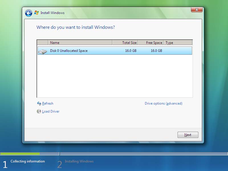 Windows Vista Install
